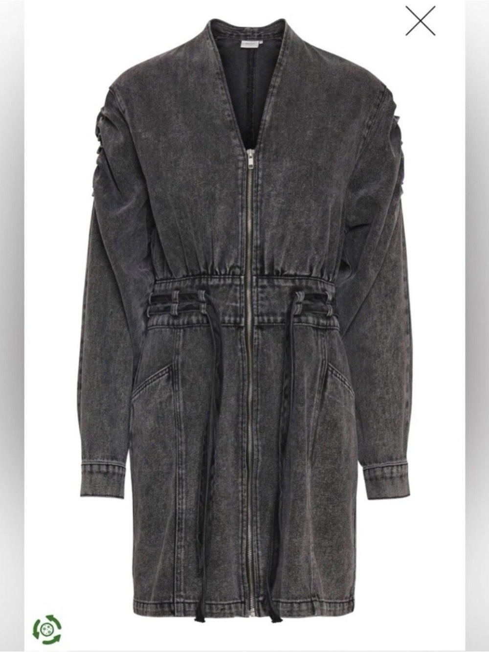 GESTUZ balloon sleeves denim midi dress size S